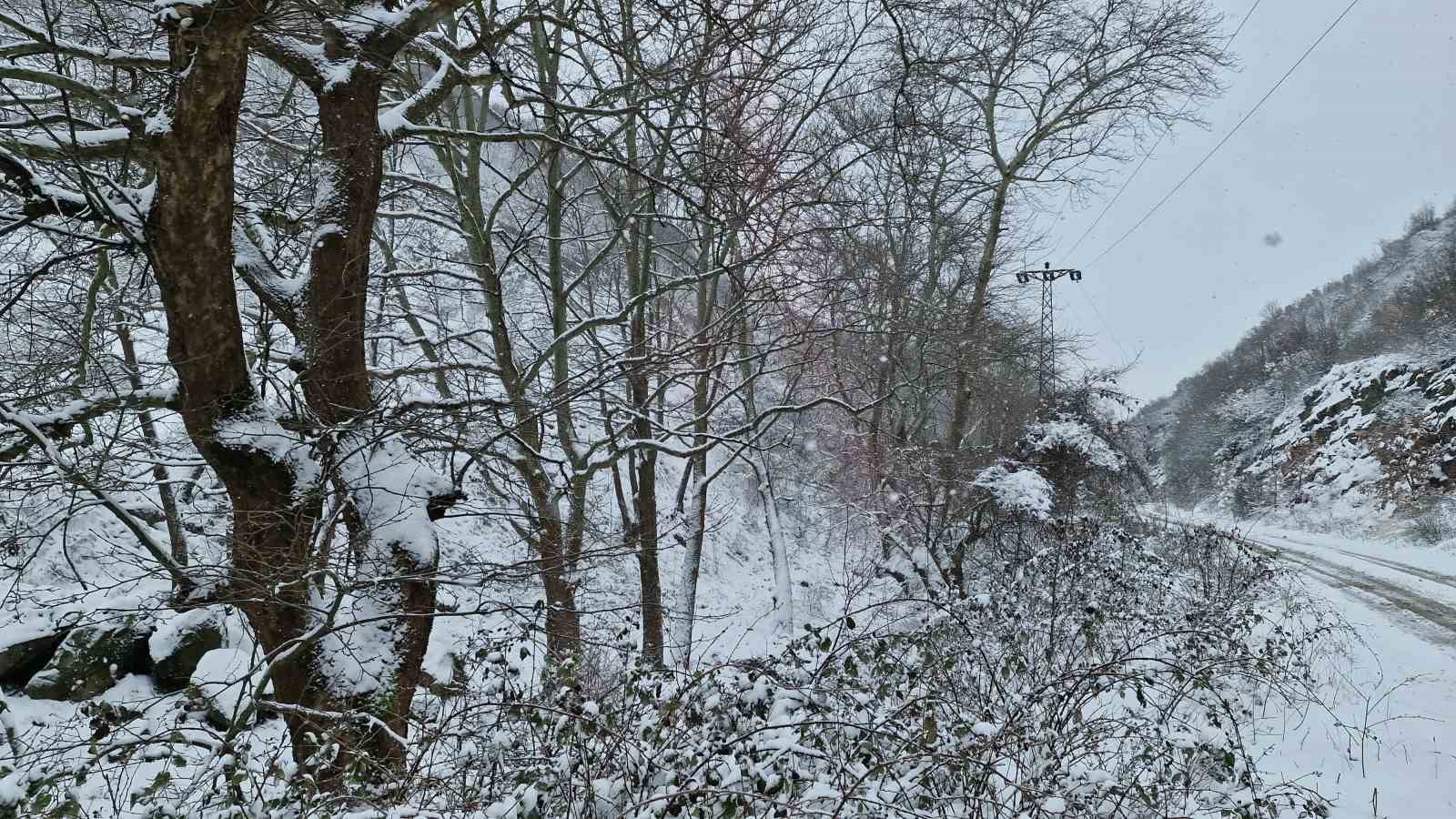 Tekirdağ’ın yüksek kesimleri yağan karla beyaza büründü
