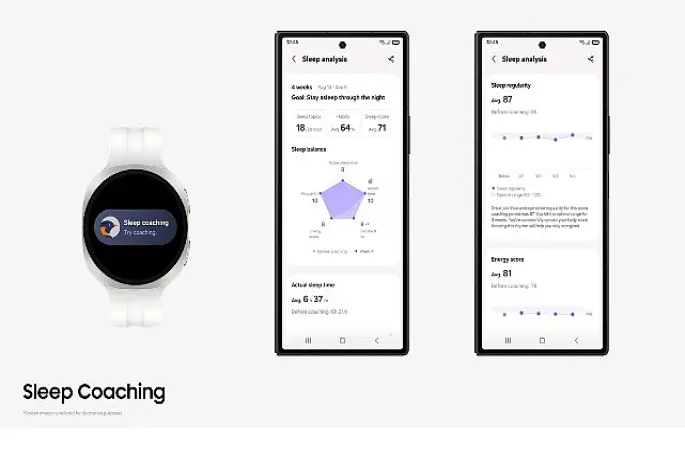 Samsung Health, Uyku Koçluğu'nu başlatmayı kolaylaştırıyor ve haftalık önerileri kişiselleştiriyor
