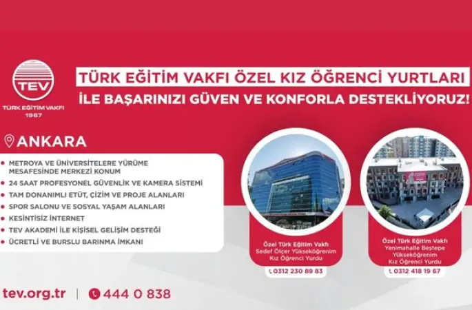 Türk Eğitim Vakfı’nın 5 kız öğrenci yurdu için başvuru dönemi başladı