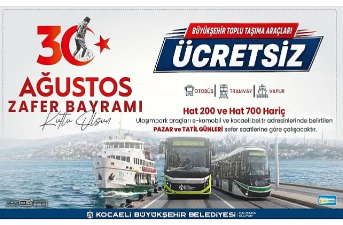 Zafer Bayramı'nda Kocaeli'de ulaşım ücretsiz